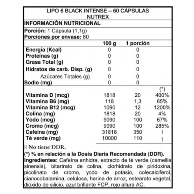 Nutrex Research LIPO-6 Black Intense (60 Cápsulas)